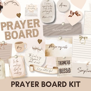 Kit de tableau de prière imprimable | L'édition bohème | Conseil esthétique Christian Vision | Collage mural de versets bibliques | Cartes de prière | Journal de prière