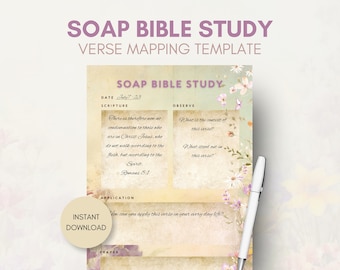 Verstoewijzing | Bijbeltekststudie zeep | Sjabloon Bijbelstudie | Afdrukbare bijbelleessjabloon | Schriftteksten in kaart brengen | SOAP-methode: