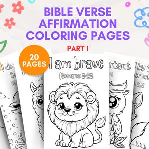 20 Bibel Vers Affirmation Malvorlagen | Homeschool druckbare | Christliche Sonntagsschule | Schrift Vorschulaktivitäten für Kinder Teil I