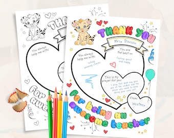 Christian Teacher Appreciation Coloring Sheet Gift | Sunday school Teacher Gifts | Printable Thank You Coloring Pages | Instant Download