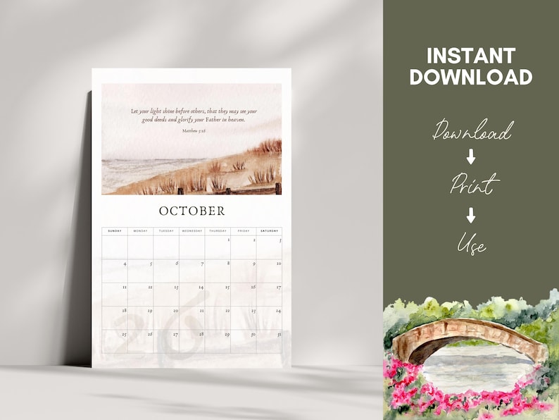 Printable 2026 Scripture Wall Calendar | Christian Bible Verse Calendar ...
