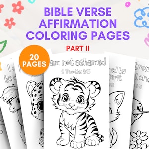 20 Bibel Vers Affirmation Malvorlagen | Homeschool druckbare | Christliche Sonntagsschule | Schrift Vorschulaktivitäten für Kinder Teil II