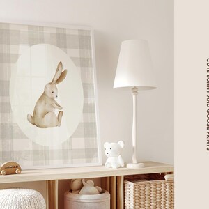 Goose and Bunny Nursery Print Set of 2 | Vintage Kids Art | Baby Shower ...