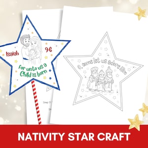 Nativity Coloring Star Craft | Christian Homeschool Printable | Christmas Crafts | Preschool Activities for Kids | Advent Calendar Games