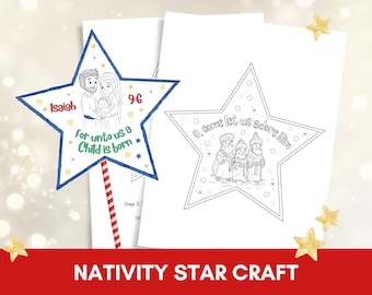 Nativity Coloring Star Craft | Christian Homeschool Printable | Christmas Crafts | Preschool Activities for Kids | Advent Calendar Games