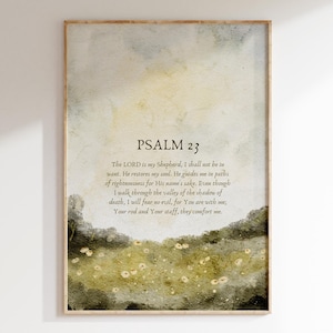 The LORD Is My Shepherd, Psalm 23 Vintage Wall Art Print | Modern Christian Wall Art | Bible Verse Print | Printable Scripture Poster