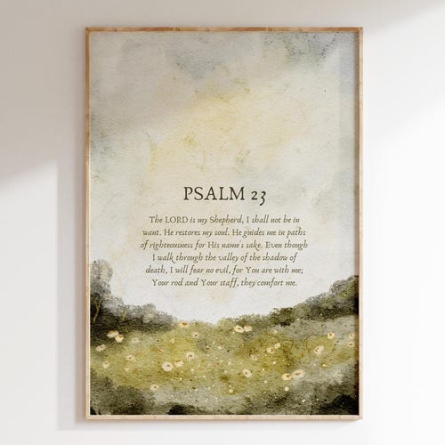 Le SEIGNEUR est mon berger, impression d'art mural vintage Psaume 23 | Art mural chrétien moderne | Verset biblique imprimé | Affiche imprimable des Écritures saintes