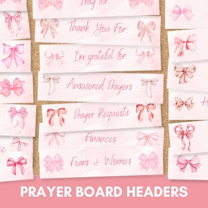 Printable Prayer Board Headers | The Pink Edition | Aesthetic Christian Vision Board | Organize Your Prayer Board | Faith Wall Collage