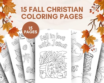 15 Fall /Autumn Sunday School Coloring Pages | Homeschool Printable | Christian Bible Verse Coloring Pages | Preschool Activities for Kids