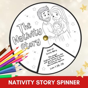 Nativity Story Spinner Craft | Christmas Homeschool Printable | Christian Crafts | Kids Sunday School Bible Lesson | Advent Calendar Games