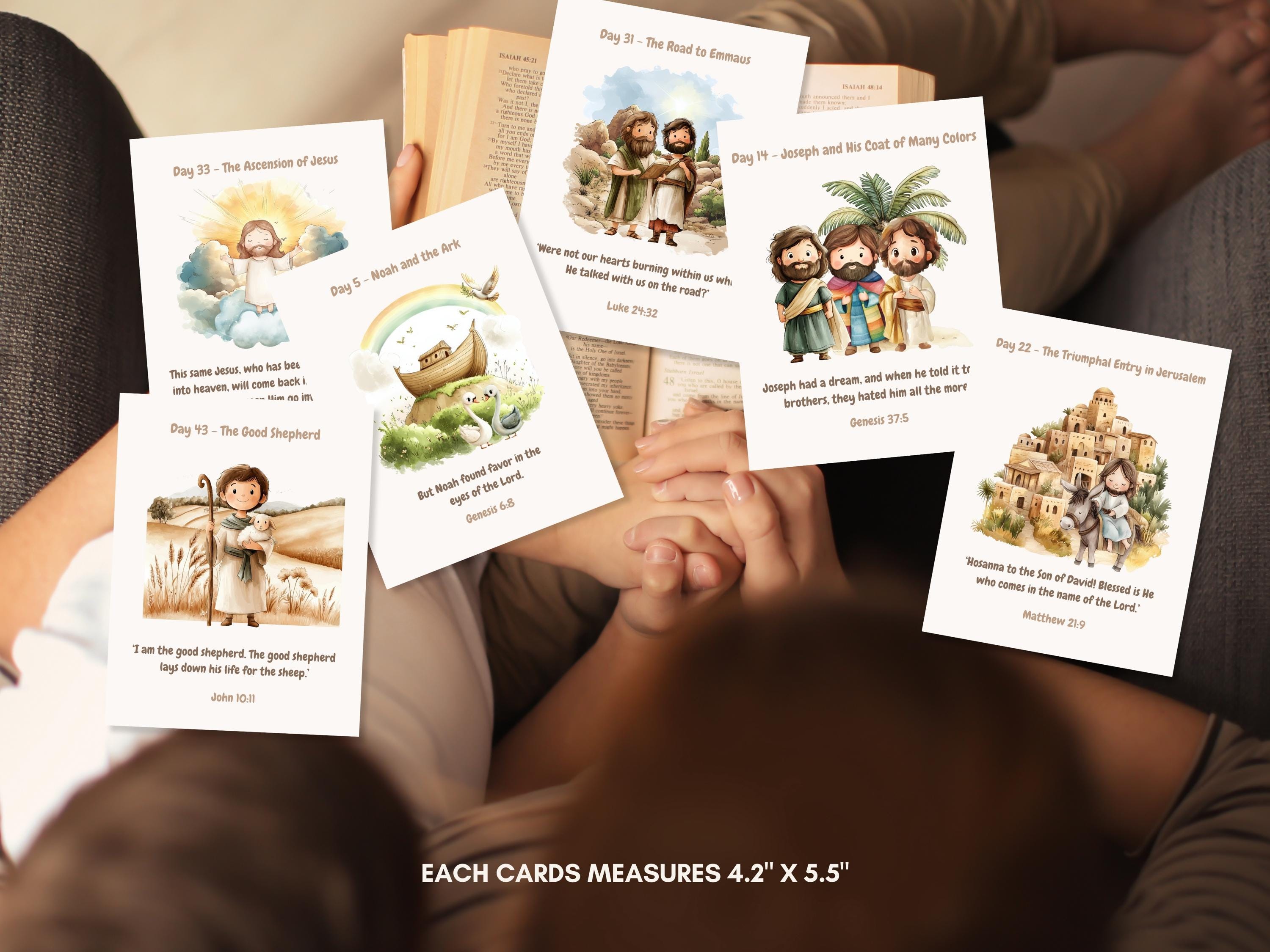 Daily Bible Story Calendar for Kids | Bible Verse Cards | Printable Old ...