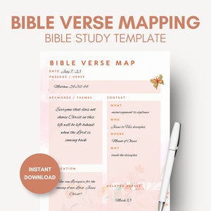 Bible Verse Mapping | Bible Verse Study | Bible Study Template | Printable Bible Reading Template | Scripture Mapping Guide