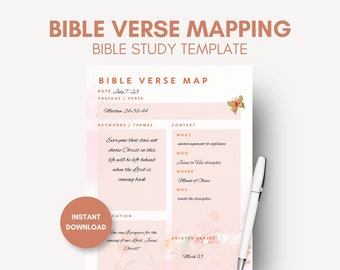 Bible Verse Mapping | Bible Verse Study | Bible Study Template | Printable Bible Reading Template | Scripture Mapping Guide