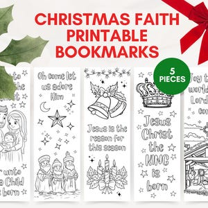Christmas Faith Printable Coloring Bookmarks | Christian Homeschool Printable | Sunday School | Nativity Preschool Activities for Kids