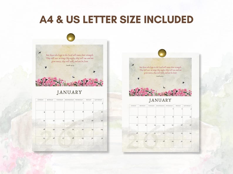 Printable 2026 Scripture Wall Calendar | Christian Bible Verse Calendar ...