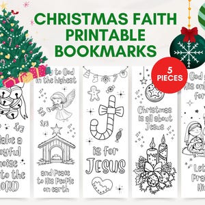 Nativity Faith Printable Coloring Bookmarks | Christian Homeschool Printable | Sunday School | Christmas Preschool Activities for Kids
