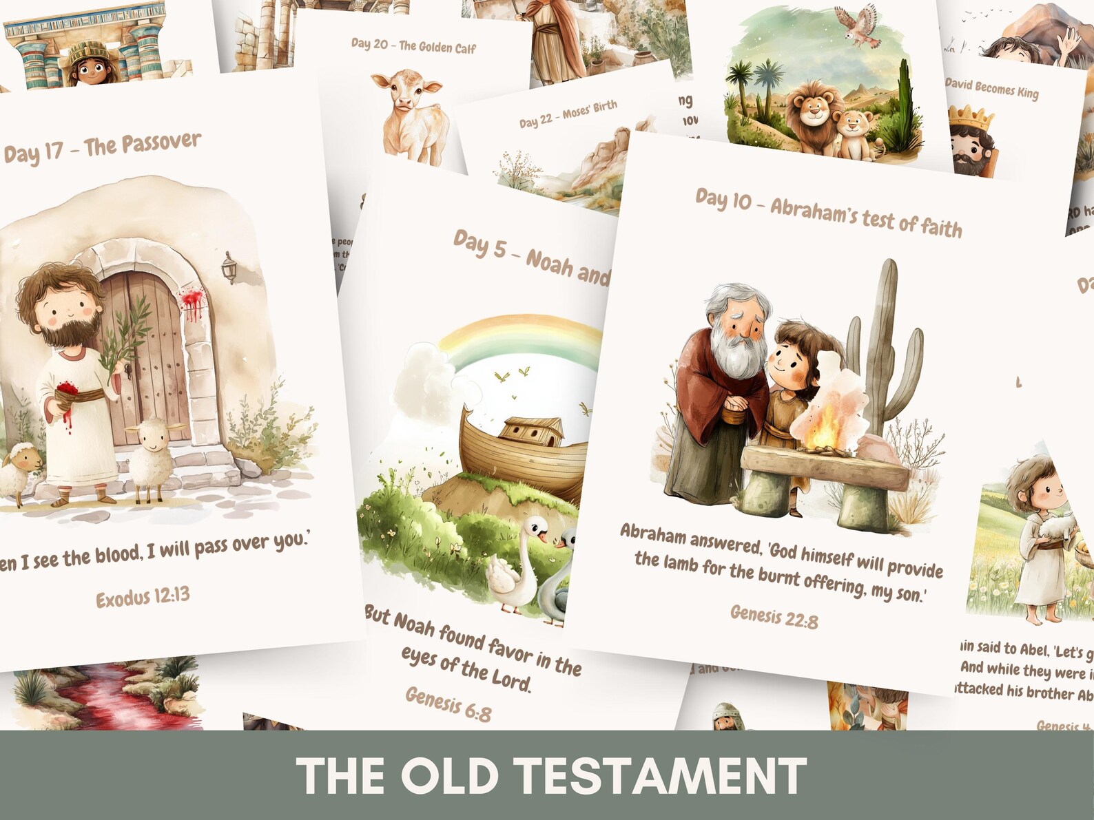 Daily Bible Story Calendar for Kids | Bible Verse Cards | Printable Old ...
