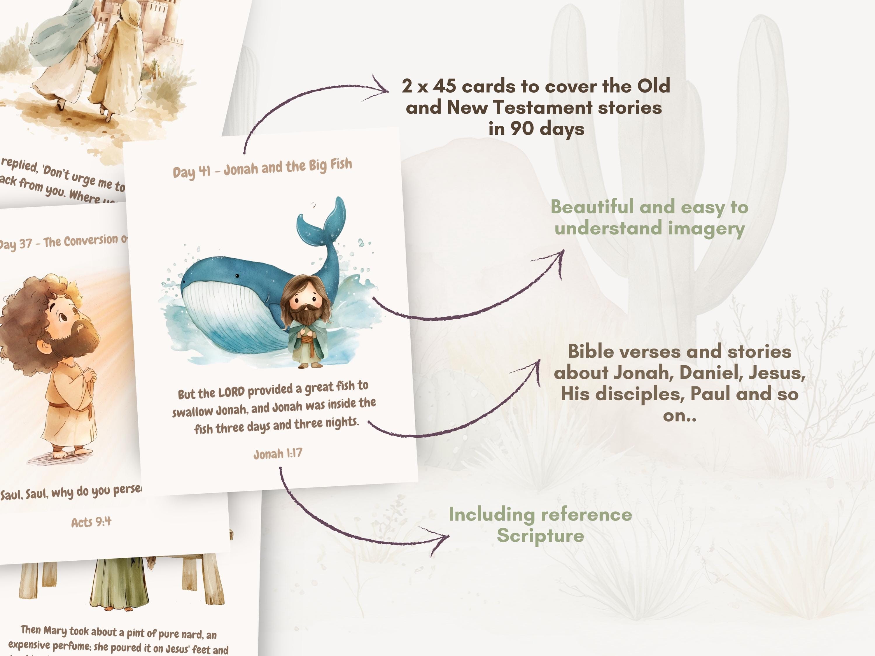 Daily Bible Story Calendar for Kids | Bible Verse Cards | Printable Old ...