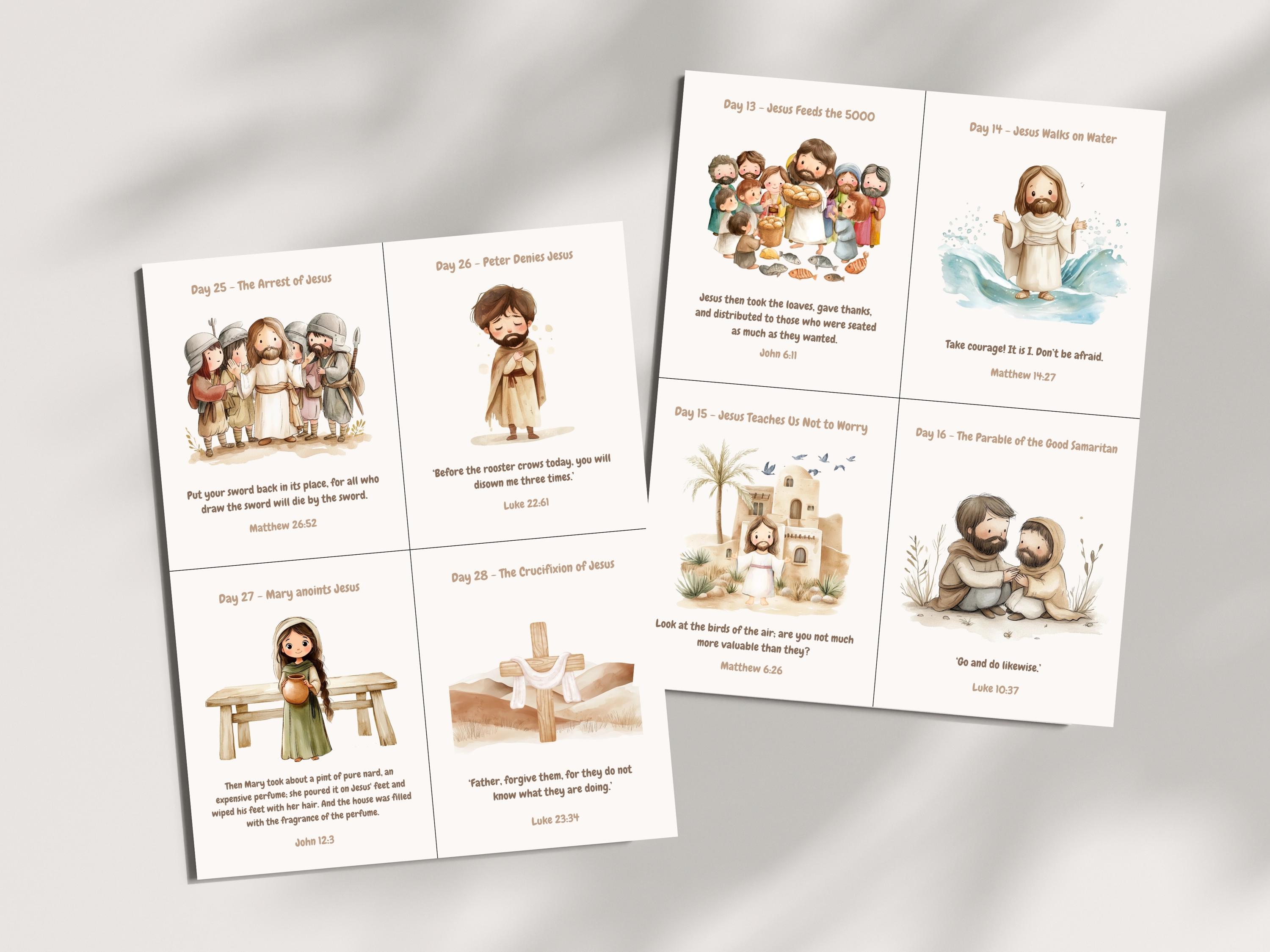 Daily Bible Story Calendar for Kids | Bible Verse Cards | Printable New ...