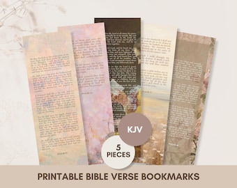 Printable KJV Bible Verse Book Mark | Set of 5 Bible Bookmarks | Inspirational Psalm 23, 46, 91, 34, 121 | Digital Download, Christian Gifts