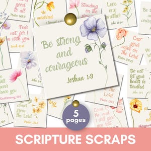 Printable Scripture Scraps | Wildflowers Junk Journal | Bible Verse Digital Stickers | Prayer Board Party Cards | Christian Vision Board