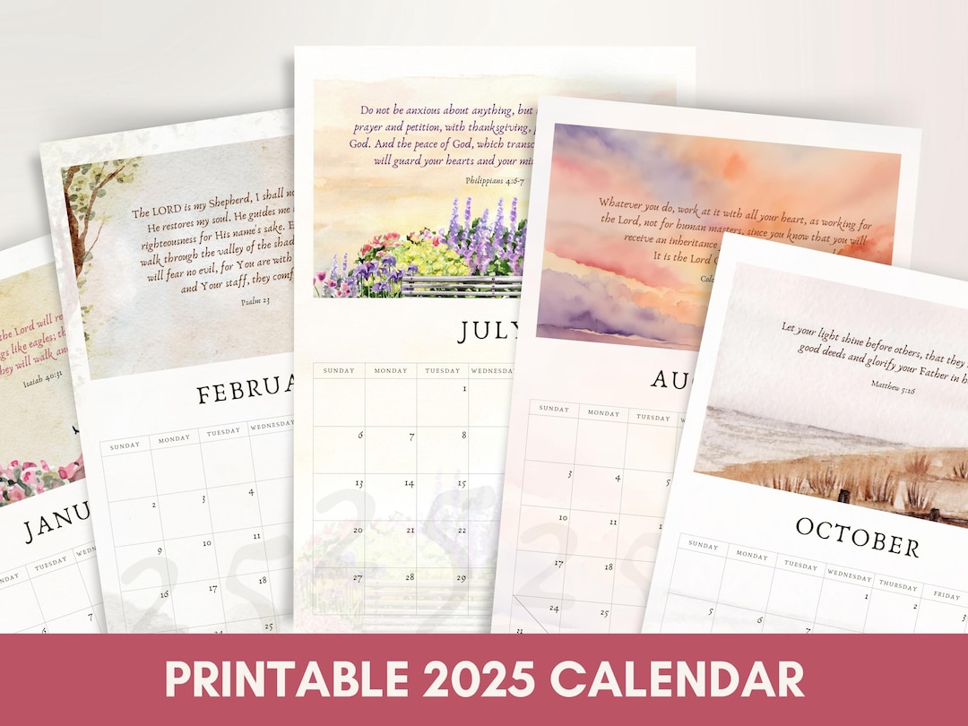 Printable 2025 Scripture Wall Calendar Christian Bible Verse Calendar