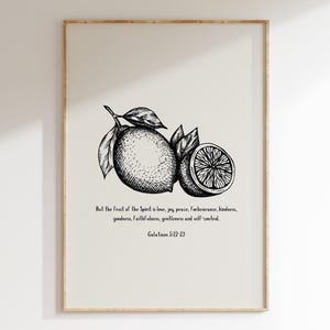 Fruits of the Spirit - Galatians 5:22-23 DIGITAL Print | Modern Christian Wall Art | Minimal Bible Verse Sketch | Printable Scripture Poster