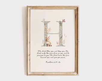 Letter H - The Blessing for Kids - Numbers 6:24-26 | Christian Nursery Wall Art | Baby Shower Gift | Printable The Lord Bless You Poster