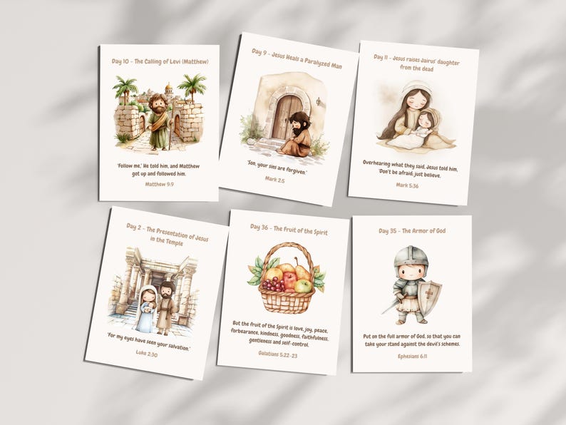 Daily Bible Story Calendar for Kids | Bible Verse Cards | Printable New ...