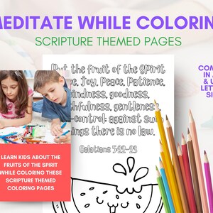 Watermelon Scripture Fruits of the Spirit Coloring Pages for Kids | Bible Verse Homeschool ...