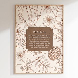 The LORD Is My Shepherd, Psalm 23 Vintage Floral Wall Art Print | Modern Christian Wall Art | Bible Verse Print | Printable Scripture Poster