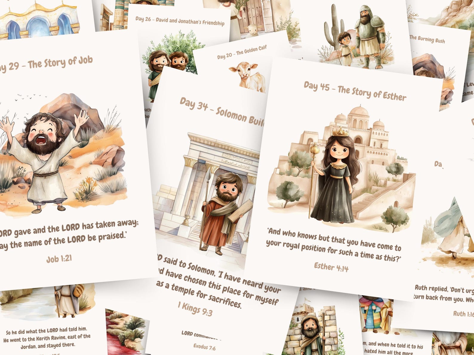 Daily Bible Story Calendar for Kids | Bible Verse Cards | Printable Old ...
