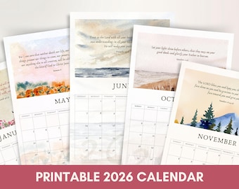 2026 Christian Calendar • Scripture Wall Calendar • Printable ...