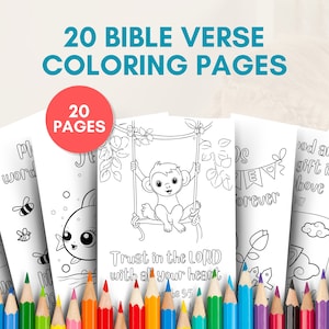 20 Sunday School Coloring Pages | Homeschool Printable | Christian Bible Verse Coloring Pages | Preschool Activities for Kids