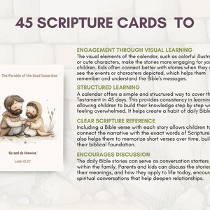 Daily Bible Story Calendar for Kids | Bible Verse Cards | Printable New ...