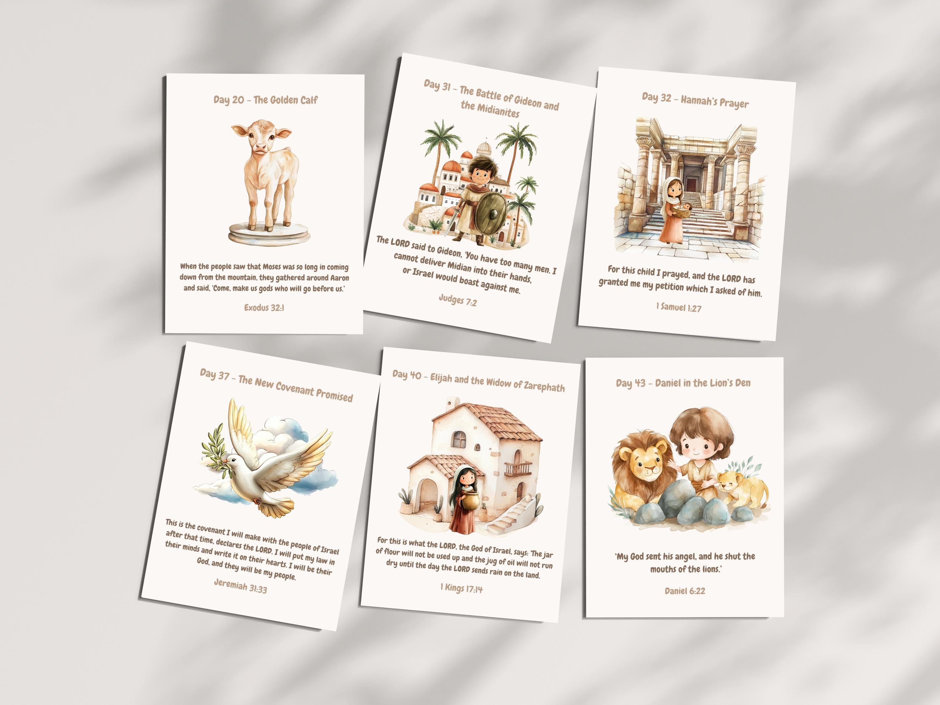 Daily Bible Story Calendar for Kids | Bible Verse Cards | Printable Old ...