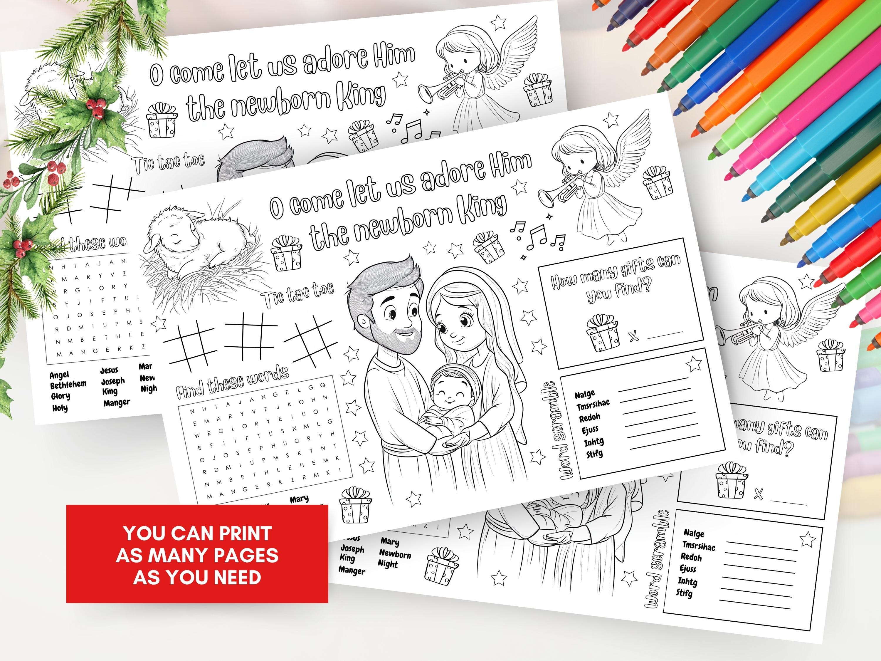 Printable Christmas Activity Placemat | Nativity Coloring Sheet for ...