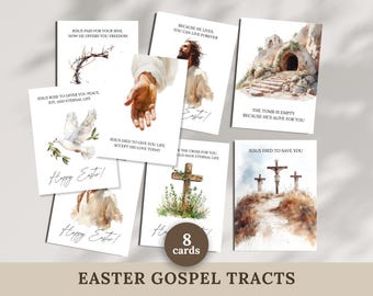 Easter Gospel Tracts Cards | Bible Verse Easter Story Hand Out Card | Printable Church Scripture Flashcards | Holy Week Evangelism Tracts