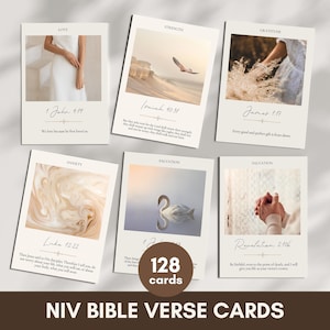 Bemoedigende NIV-geheugenkaarten voor bijbelteksten | 128 Christelijke bevestiging | Kaarten gebedsbordset | Inspirerend geschrift om af te drukken voor studie