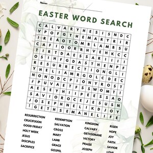 Easter Word Search | Easter Bible Game Adults | Christian Printable | Instant Download | Fun Activities for Adults | Printable Party Games