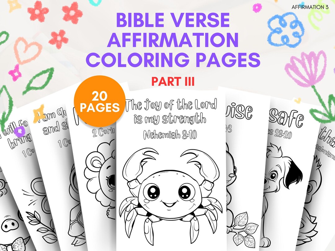 20 Bible Verse Affirmation Coloring Pages | Christian Sunday School ...