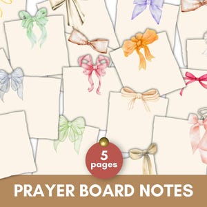 Printable Prayer Board Notes | Cute Bow Junk Journal | Digital Download Stickers | Prayer Board Party Papers | Christian Vision Board