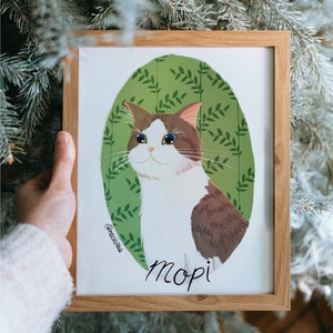 Portrait d'animal de compagnie mignon à partir de photo Cadeaux faits main personnalisés pour les amoureux des chats image 3