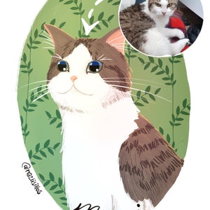 Cute Pet Portrait from Photo Customized Handmade Gifts for cat lovers Portrait Personalized Printed gifts Custom Cat mom gift Art pet love image 4