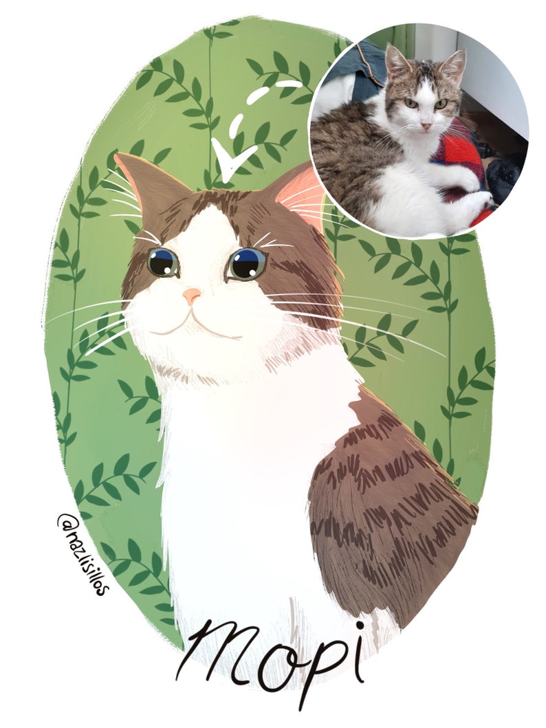 Cute Pet Portrait from Photo Customized Handmade Gifts for cat lovers Portrait Personalized Printed gifts Custom Cat mom gift Art pet love image 4