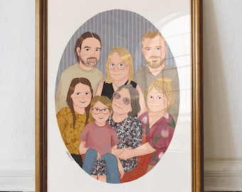 Niedliches Handgefertigtes Paar Portrait, Illustration vom Foto, Familien Portrait Gemälde, Individuelles Paar Portrait, Personalisiertes Druck Weihnachtsgeschenk