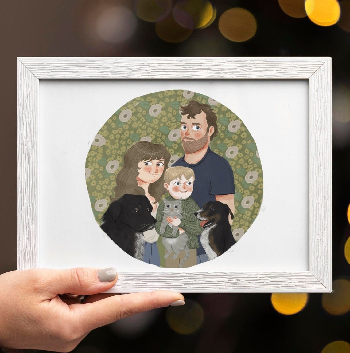 Cute Couple Portrait Commission Drawing Artwork From Photo Etsy