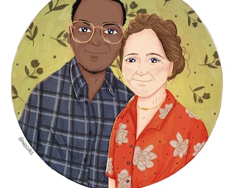 Handmade Couple Portrait, Customized Drawing Portrait, Artwork from Photo, Family Portrait Personalized Birthday Gift, Custom Illustration