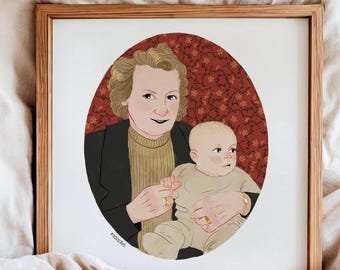 Niedliches Handgefertigtes Paar Portrait, Illustration vom Foto, Familien Portrait Gemälde, Individuelles Paar Portrait, Personalisiertes Druck Weihnachtsgeschenk
