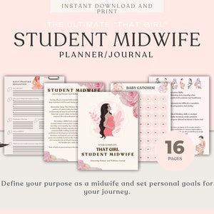 Student Midwife Planner Midwifery Journal Wellness Printable Download Pack